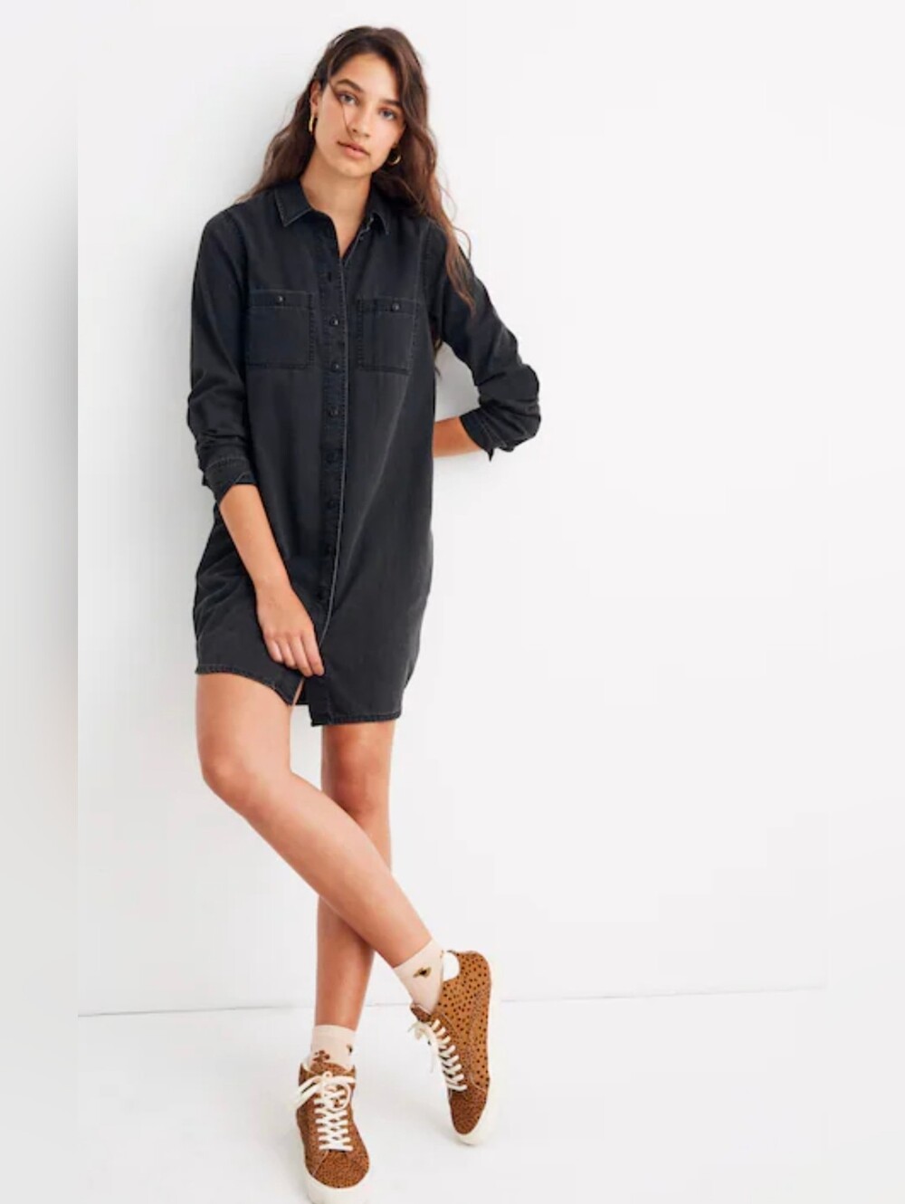 Madewell Black Denim Shirt Dress Size Large